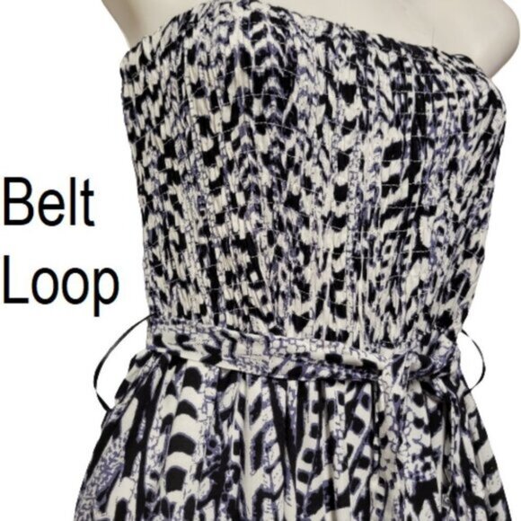 Strapless Smocked Jumpsuit Romper Black and White - Size M, Size XL - Picture 4 of 16